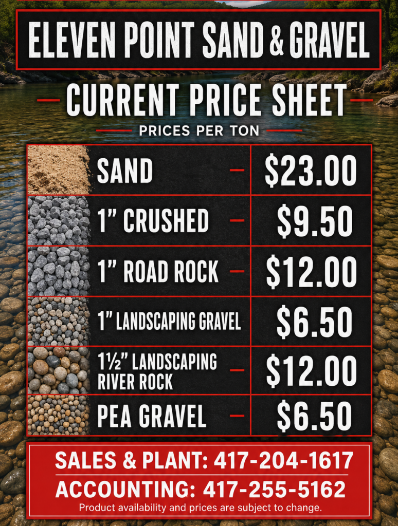 price sheet 2026